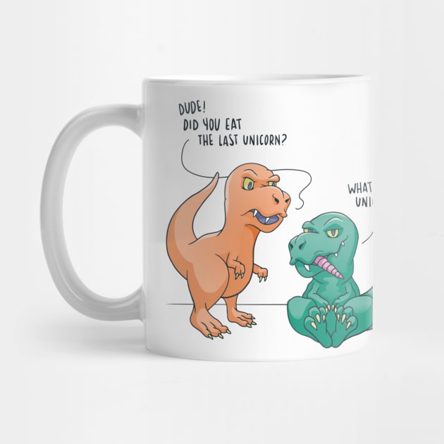 Funny T Rex Dinosaur Did You Eat The Last Unicorn by Visual Vibes